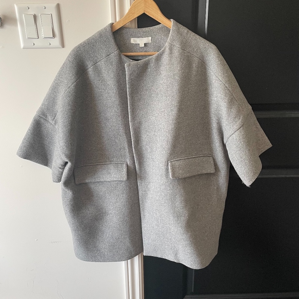 COPY - b+ab Gray  3/4 sleeve long wool coat oversized